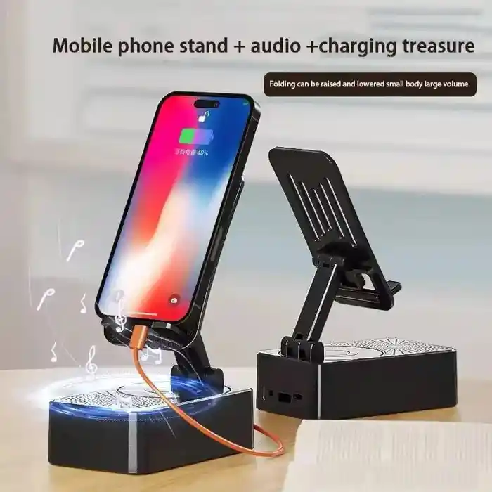 3 in 1 Portable Foldable Mobile Phone Holder with Bluetooth Speaker